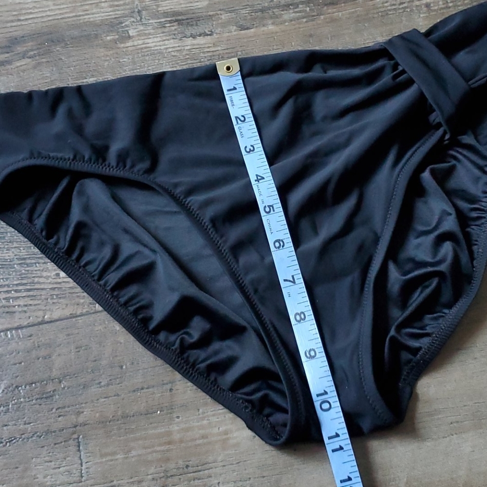 Be Creative Solid Black Faux Wrap Bikini Bottom - Picture 6 of 6